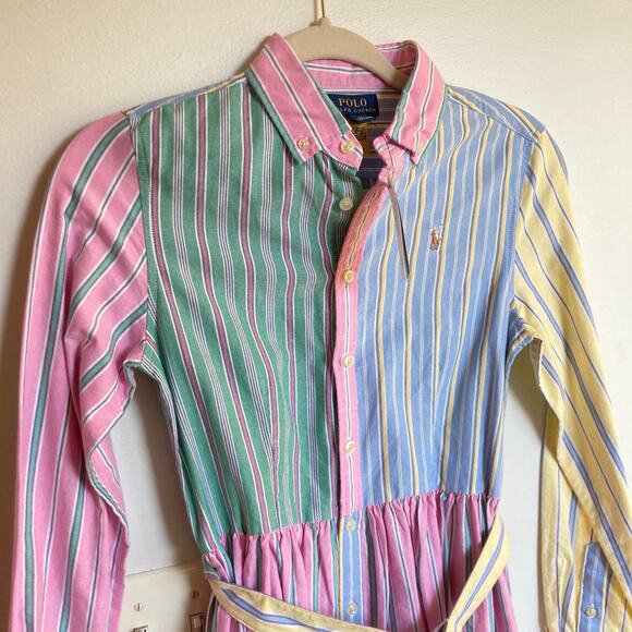 NWT Ralph Lauren Girls 14 Multicolor Belted Cotton Oxford Fun Shirtdress Preppy - Picture 3 of 14